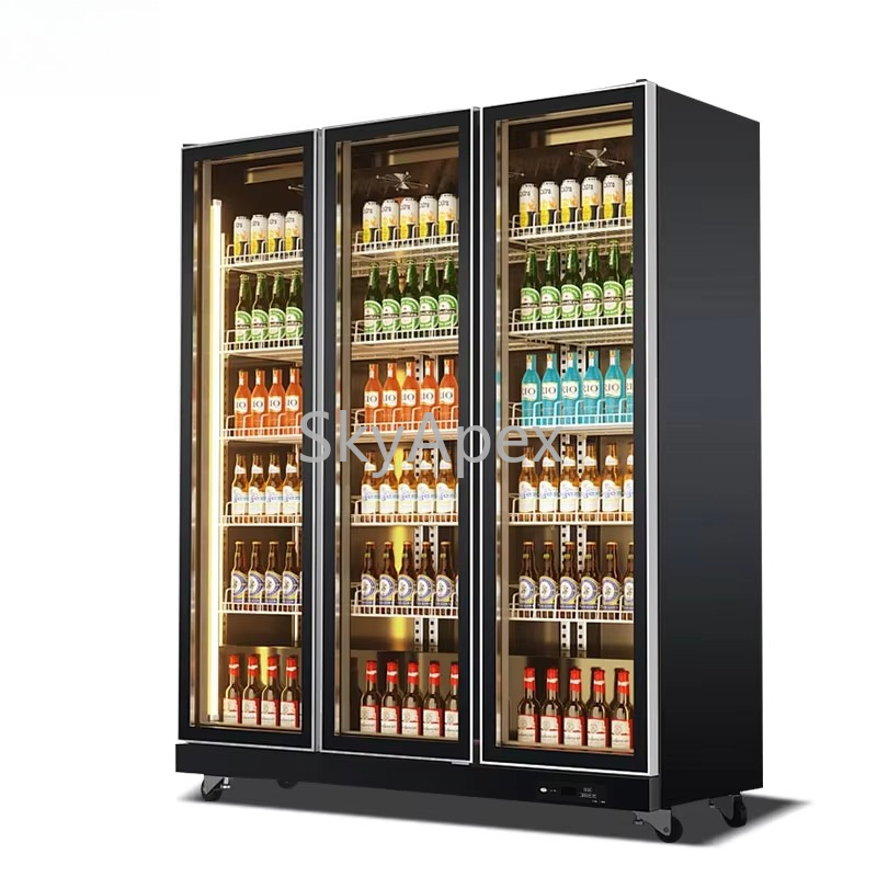 Wine Beer Supermarket - ثلاجة عرض عمودي 3 أبواب مصنوعة
