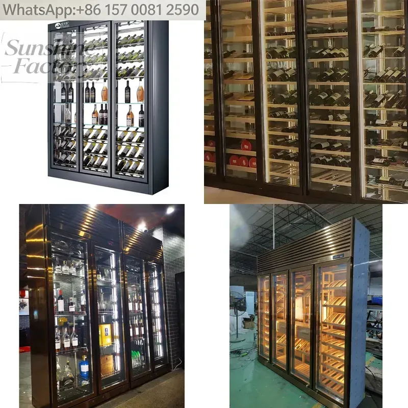 Wine Beer Fridge Cabinet - ثلاجة نبيذ كهربائية بثلاثة أبواب زجاجية،