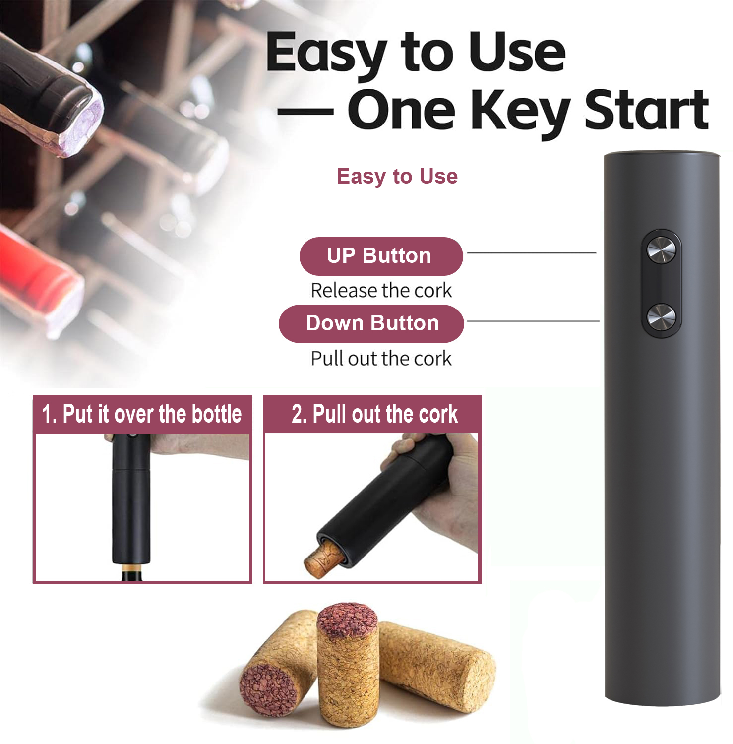 Wine Opener Electric - فتاحة النبيذ الكهربائية، فتاحة النبيذ المفتاح