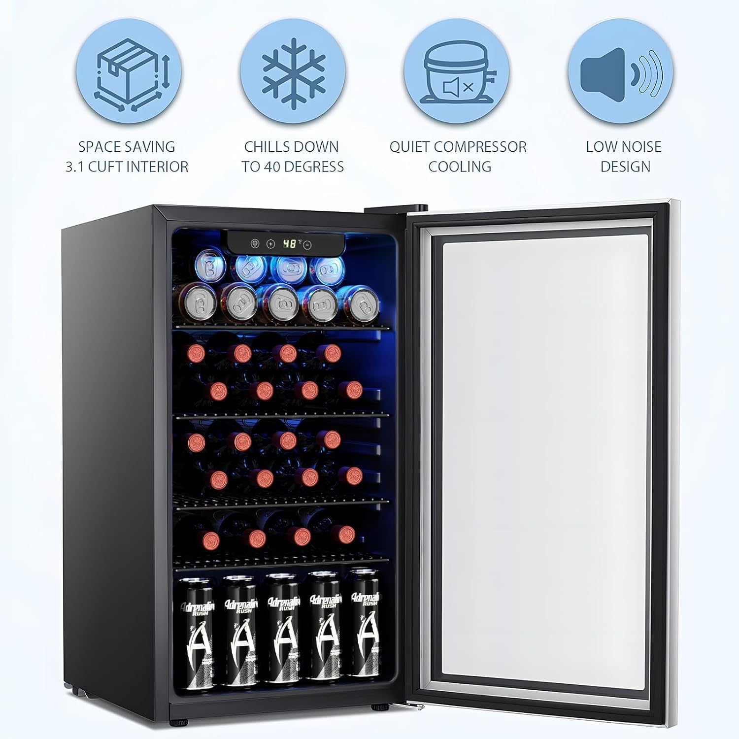 ثلاجة نبيذ صغيرة بسعة 26 زجاجة - مراجعة Wine Beer Fridge Cabinet وسعره