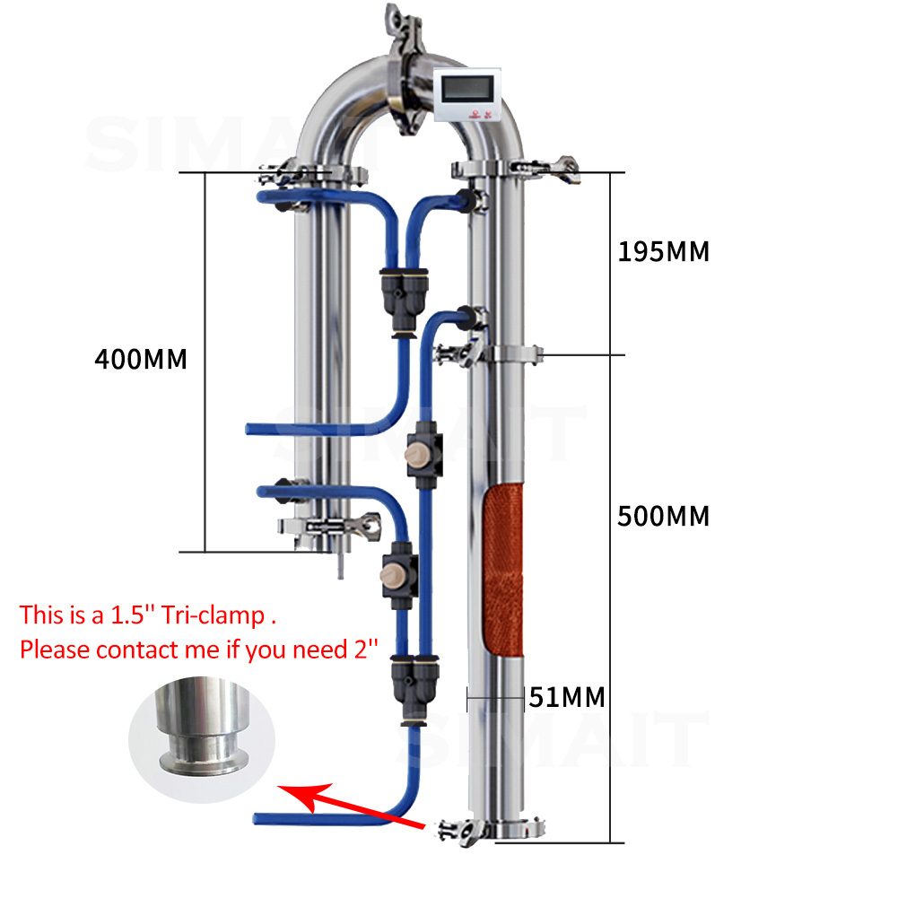 عمود تقطير 2 بوصة مع مشبك سفلي - مراجعة Wine Beer Distillation وسعره