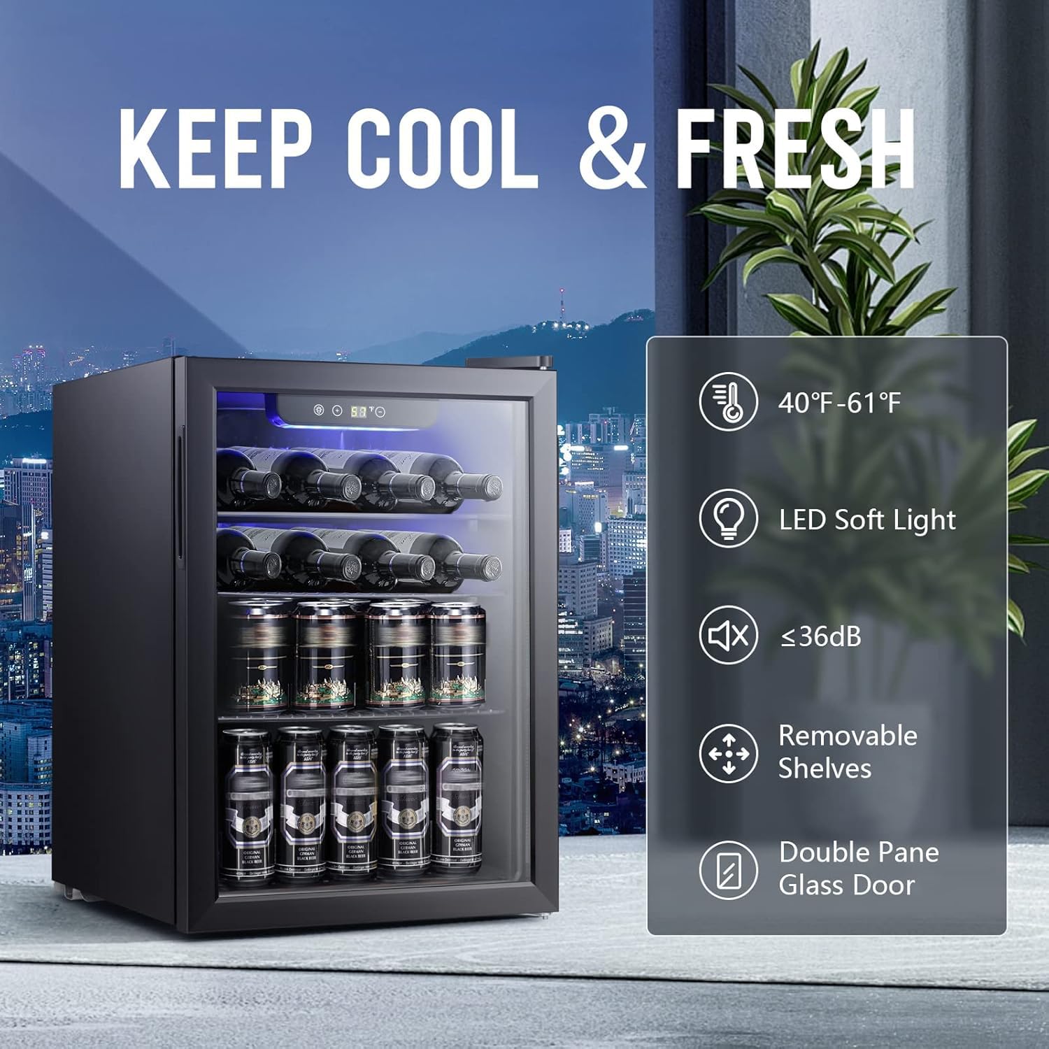 ثلاجة نبيذ/خزانة مشروبات بسعة  - مراجعة Wine Beer Fridge Cabinet وسعره