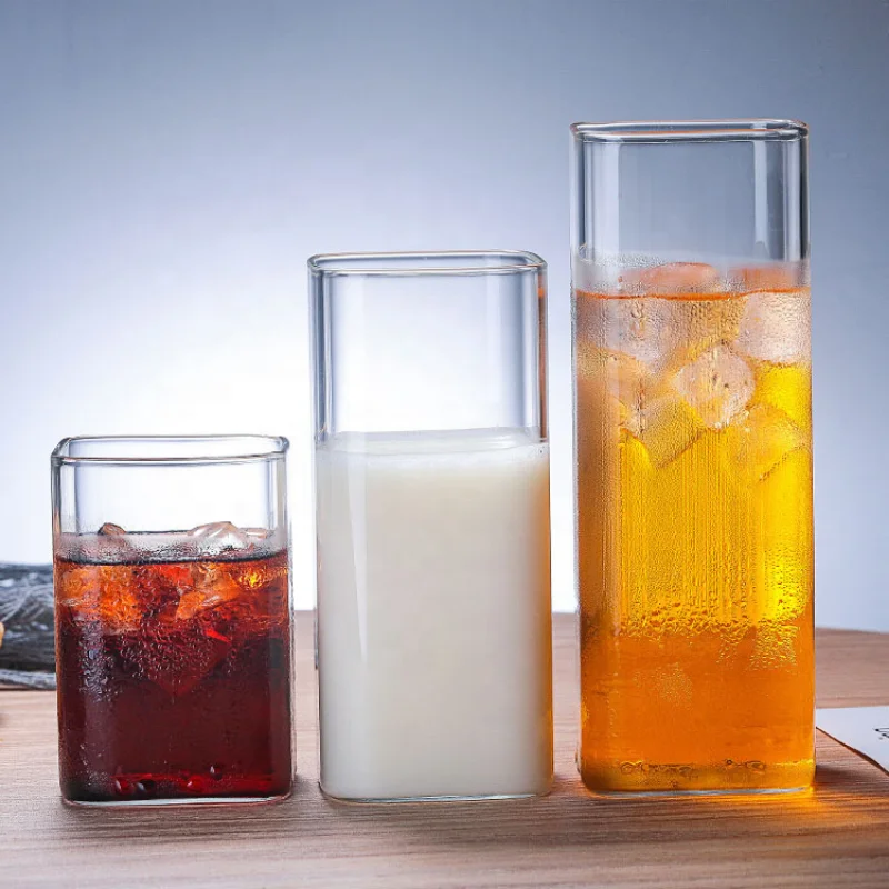 كوب زجاجي مربع بسيط، كوب شفاف  - مراجعة Wine Beer Coffee Drink وسعره